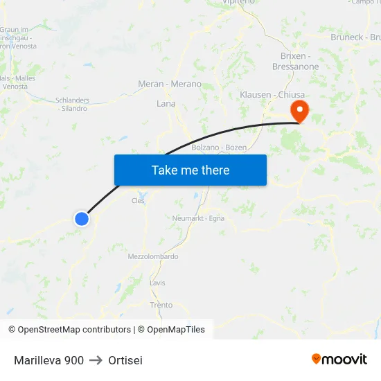 Marilleva 900 to Ortisei map