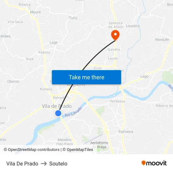 Vila De Prado to Soutelo map