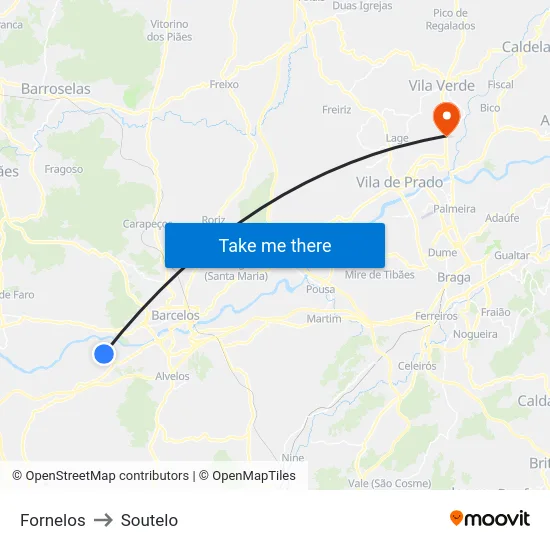 Fornelos to Soutelo map