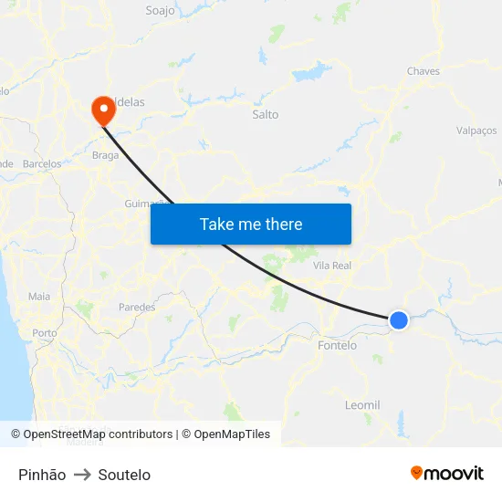Pinhão to Soutelo map