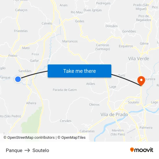 Panque to Soutelo map