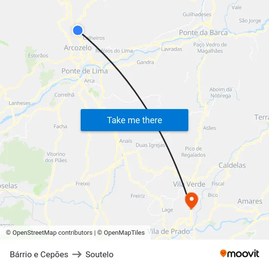 Bárrio e Cepões to Soutelo map