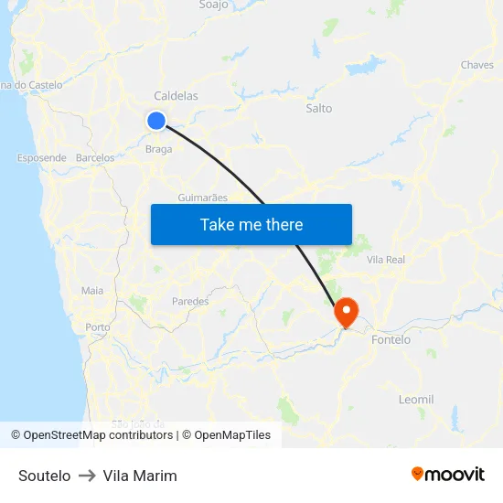 Soutelo to Vila Marim map