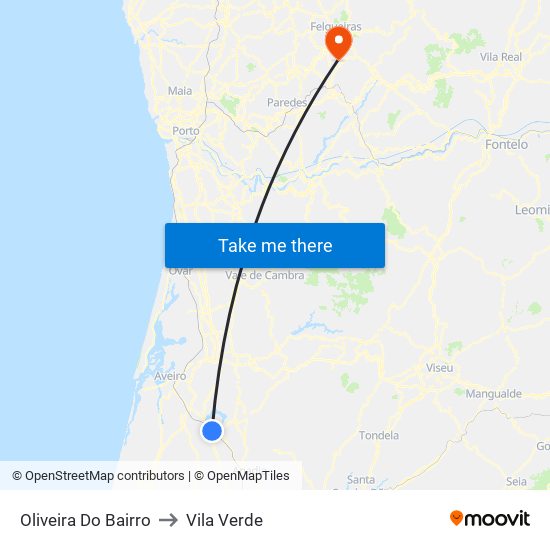 Oliveira Do Bairro to Vila Verde map