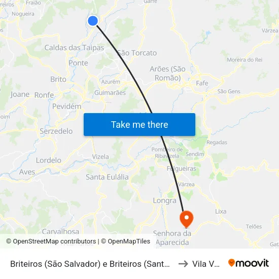 Briteiros (São Salvador) e Briteiros (Santa Leocádia) to Vila Verde map