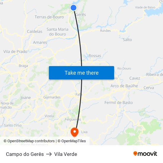 Campo do Gerês to Vila Verde map