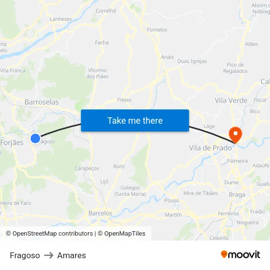 Fragoso to Amares map