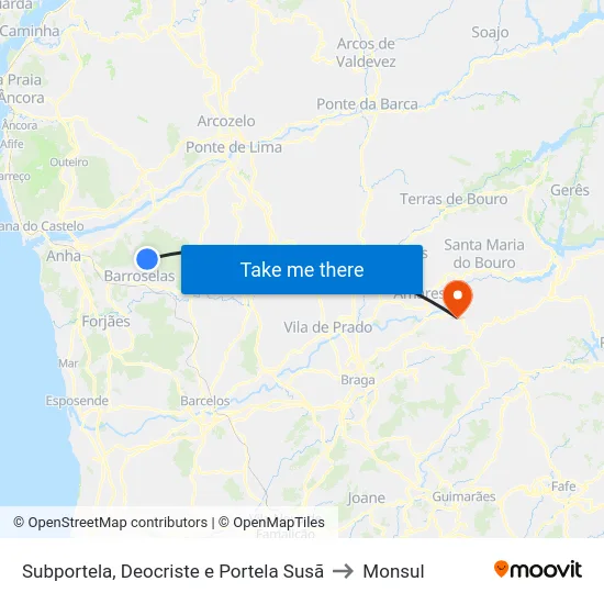 Subportela, Deocriste e Portela Susã to Monsul map