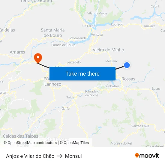 Anjos e Vilar do Chão to Monsul map