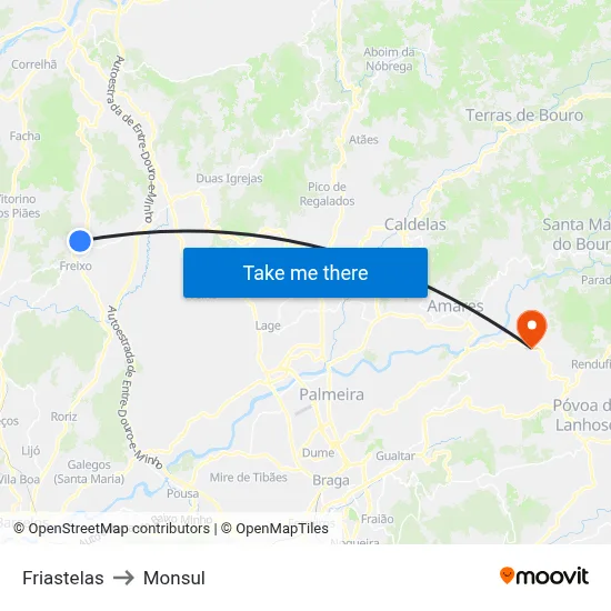 Friastelas to Monsul map