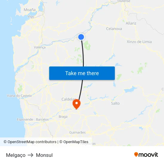 Melgaço to Monsul map