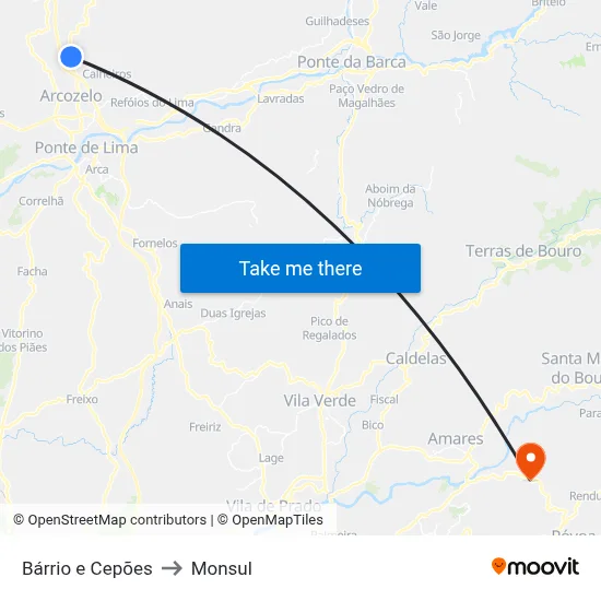 Bárrio e Cepões to Monsul map