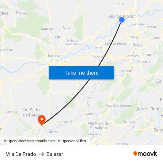 Vila De Prado to Balazar map