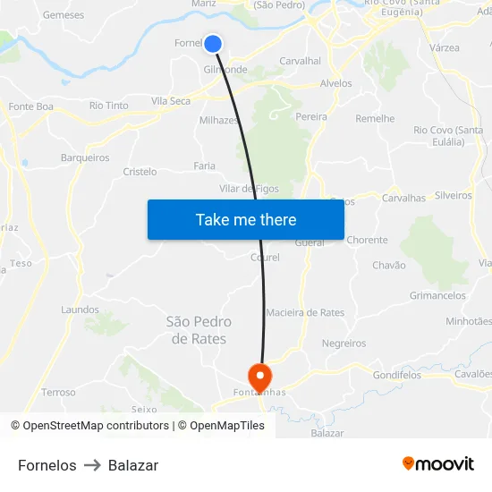Fornelos to Balazar map
