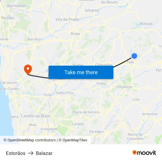 Estorãos to Balazar map