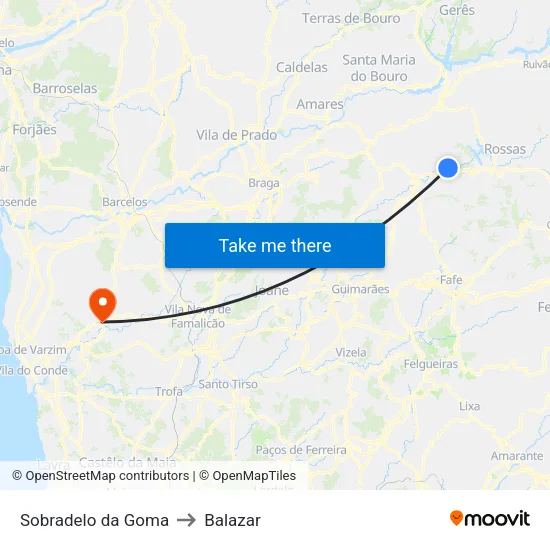 Sobradelo da Goma to Balazar map