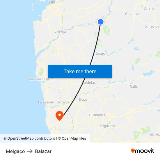 Melgaço to Balazar map