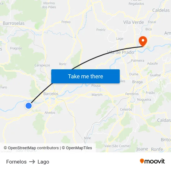 Fornelos to Lago map