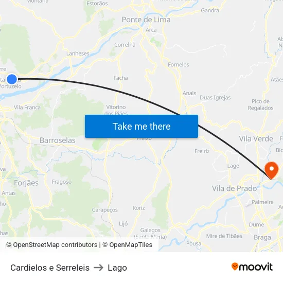 Cardielos e Serreleis to Lago map