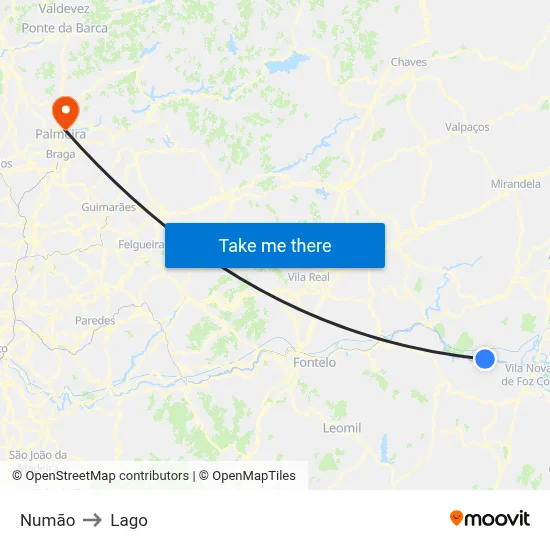 Numão to Lago map