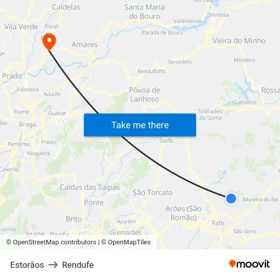 Estorãos to Rendufe map
