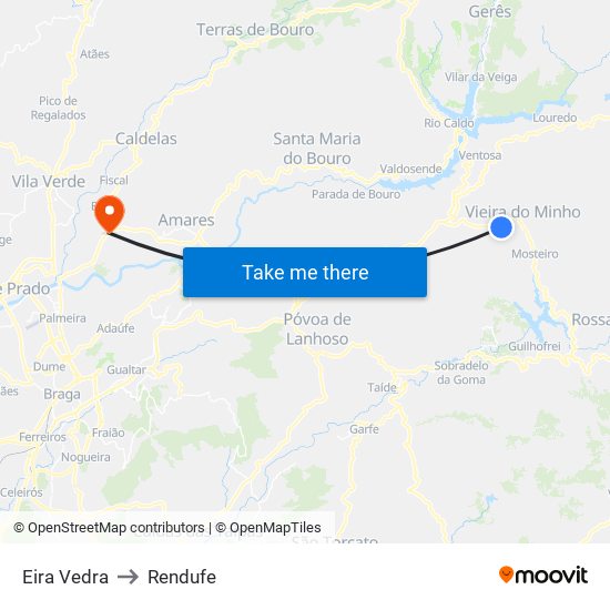 Eira Vedra to Rendufe map