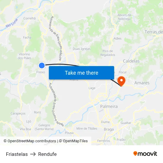 Friastelas to Rendufe map