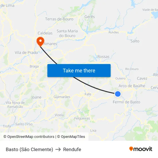 Basto (São Clemente) to Rendufe map