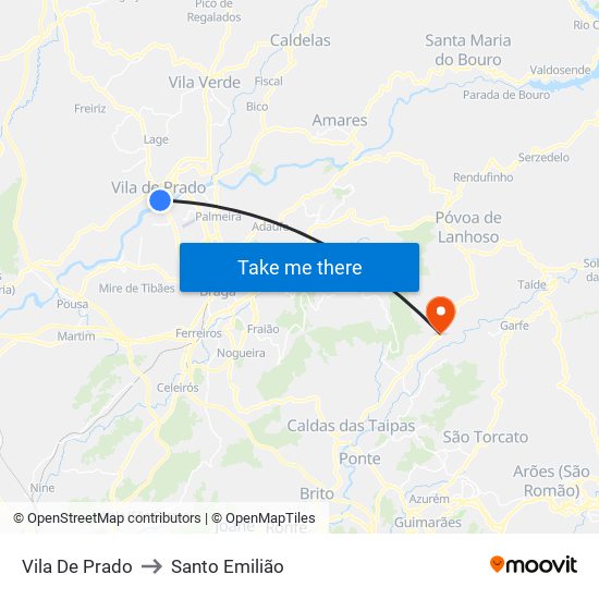 Vila De Prado to Santo Emilião map