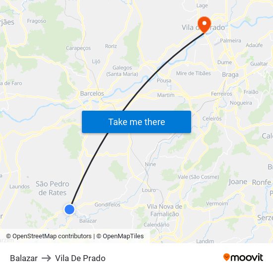 Balazar to Vila De Prado map