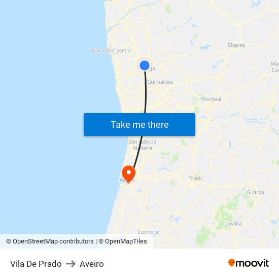 Vila De Prado to Aveiro map