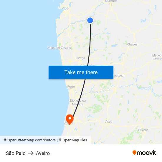 São Paio to Aveiro map