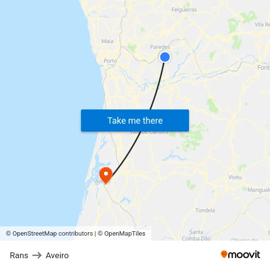Rans to Aveiro map