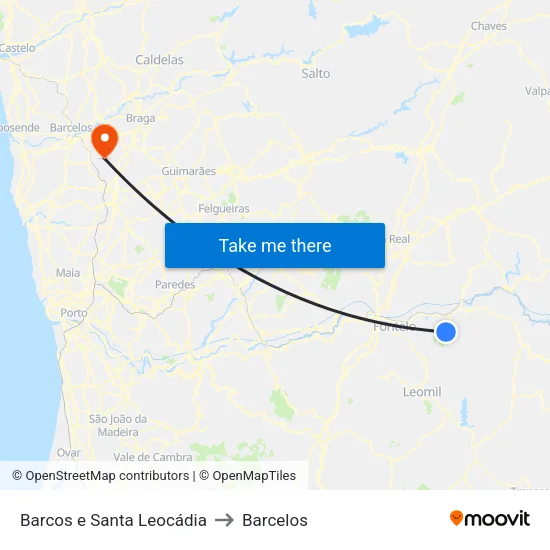 Barcos e Santa Leocádia to Barcelos map
