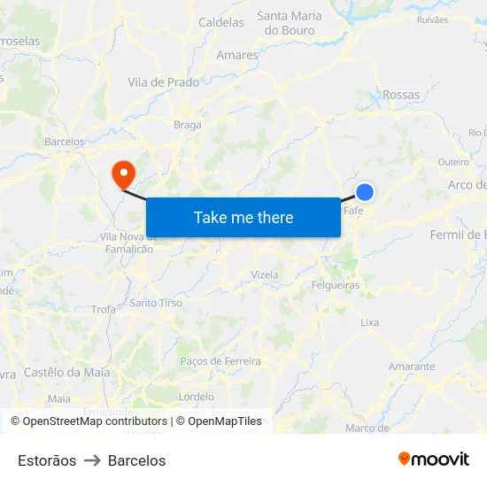 Estorãos to Barcelos map