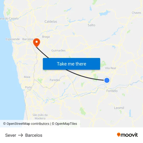 Sever to Barcelos map