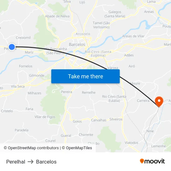 Perelhal to Barcelos map