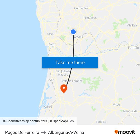 Paços De Ferreira to Albergaria-A-Velha map