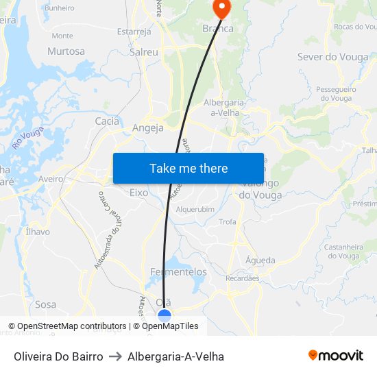 Oliveira Do Bairro to Albergaria-A-Velha map