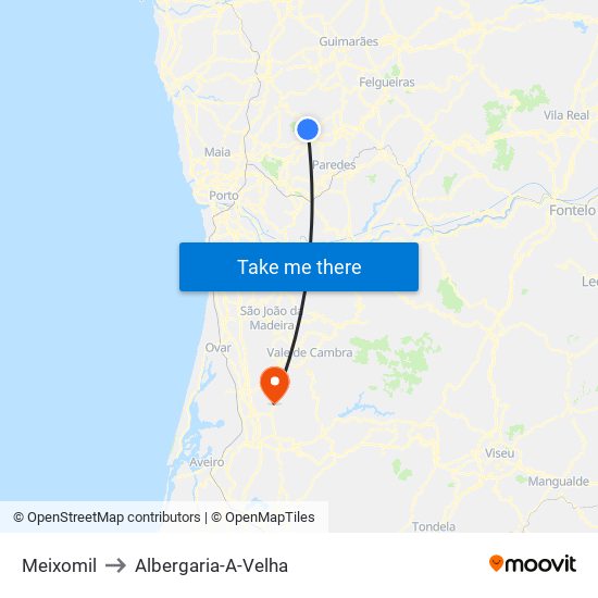 Meixomil to Albergaria-A-Velha map