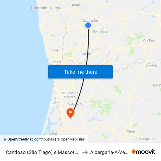Candoso (São Tiago) e Mascotelos to Albergaria-A-Velha map