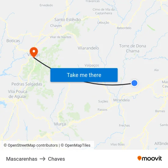 Mascarenhas to Chaves map