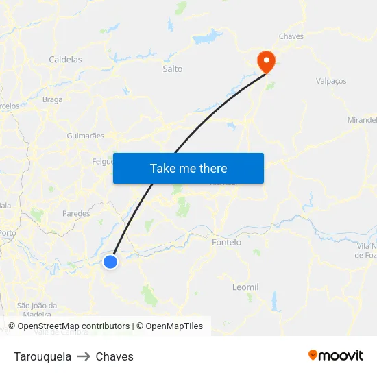 Tarouquela to Chaves map
