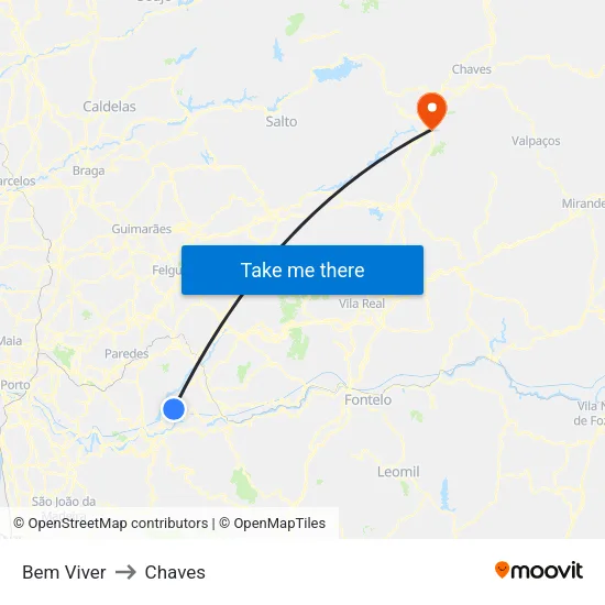 Bem Viver to Chaves map