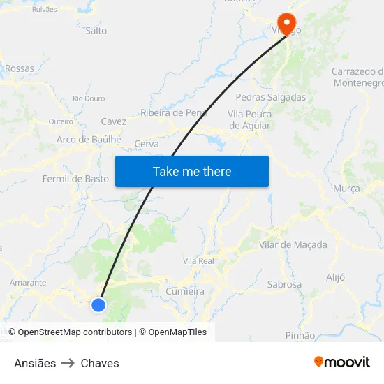 Ansiāes to Chaves map