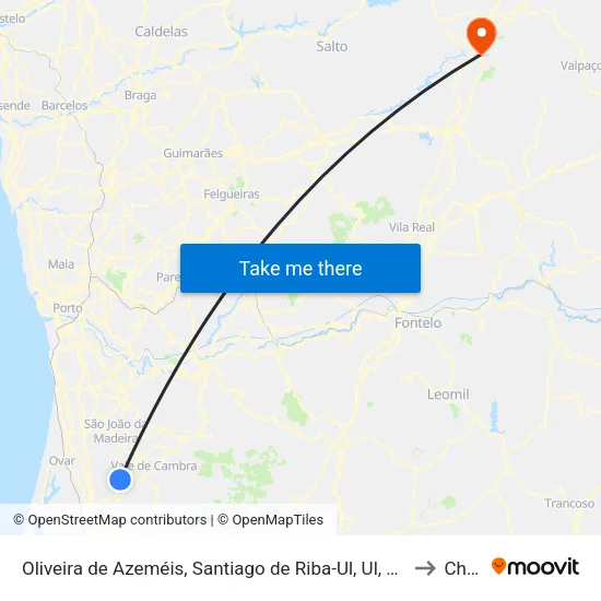 Oliveira de Azeméis, Santiago de Riba-Ul, Ul, Macinhata da Seixa e Madail to Chaves map