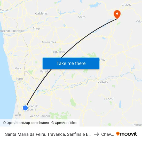 Santa Maria da Feira, Travanca, Sanfins e Espargo to Chaves map
