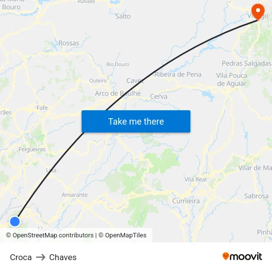 Croca to Chaves map