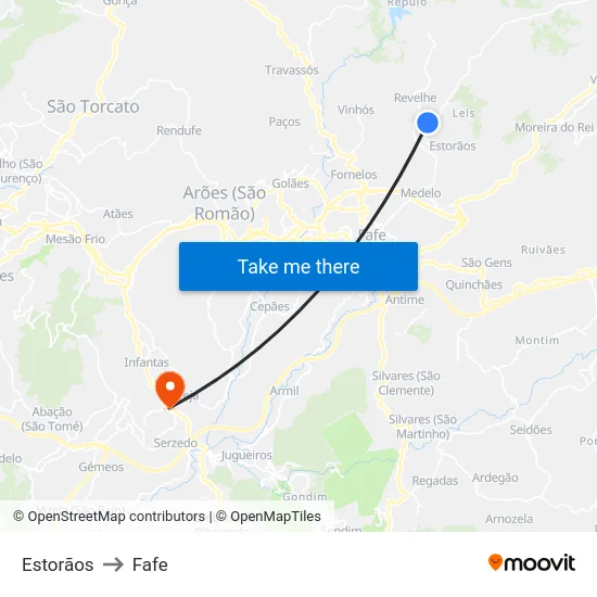 Estorãos to Fafe map