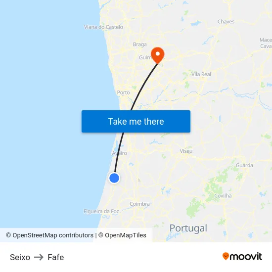 Seixo to Fafe map
